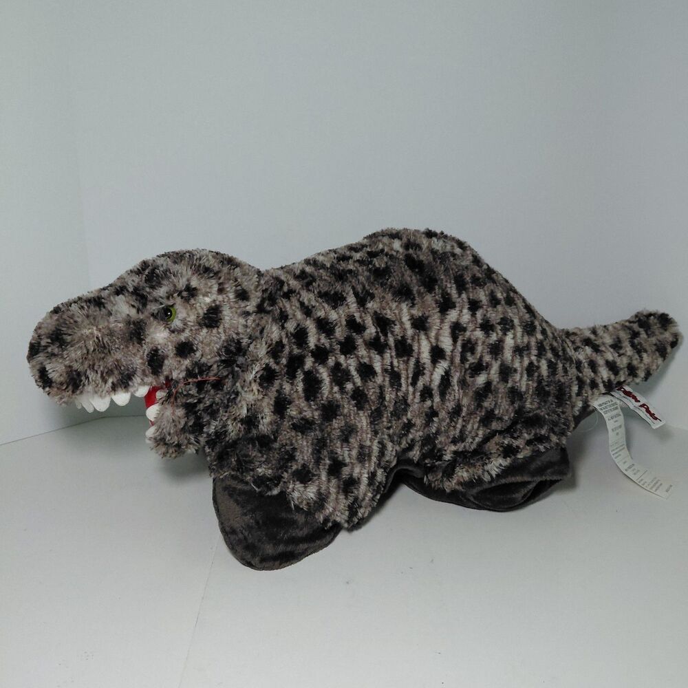 Pillow Pets Dinosaur Big 18" Wide Plush Brown / Black Spots-Mouth Open